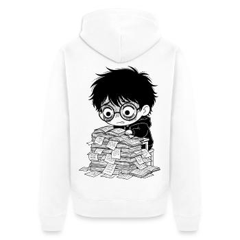Sticker Burnout Étudiant Livres Noir et Blanc - Veste à capuche bio Premium Unisexe - blanc - Dos - Thijin (182cm)