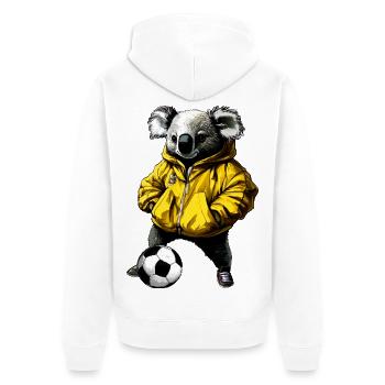 Fussball Koala - Unisex Premium Bio Zip Hoodie - Weiß - Hinten - Thijin (182cm)