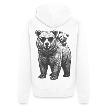 Two Bears Bear Sunglasses Father Dad Child Baby - Unisex Premium Organic Zip Hoodie - white - Back - Thijin (182cm)