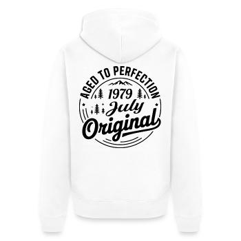 juillet 1979 – Légende des sommets et montagnes - Veste à capuche bio Premium Unisexe - blanc - Dos - Thijin (182cm)