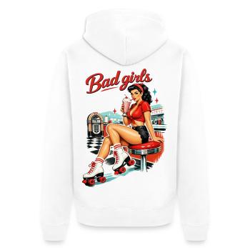 Pin-Up Girl Rétro : Bad Girls style diner années 50 - Veste à capuche bio Premium Unisexe - blanc - Dos - Thijin (182cm)