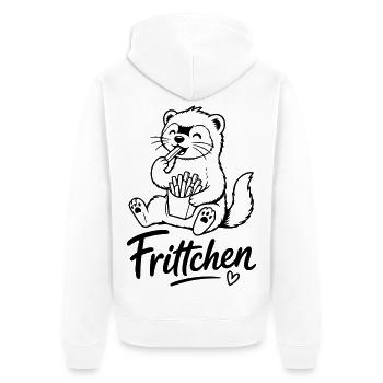 Frittchen Frettchen Fritten - Unisex Premium Bio Zip Hoodie - Weiß - Hinten - Thijin (182cm)