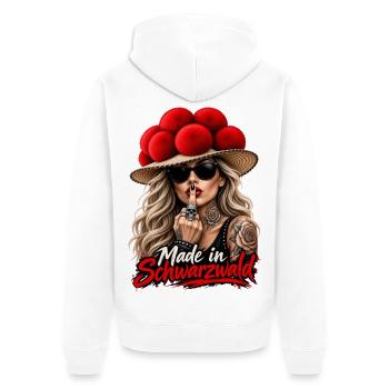 Schwarzwald Rebellin - Unisex Premium Bio Zip Hoodie - Weiß - Hinten - Thijin (182cm)