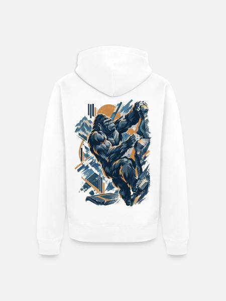 Abstrakt Gorilla Bouldern – Modernes Design - Unisex Premium Bio Zip Hoodie - Weiß
