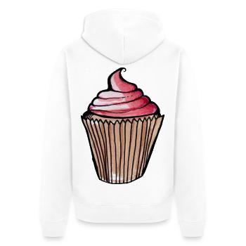 Aquarell Pink Cupcake - Unisex Premium Bio Zip Hoodie - Weiß - Hinten - Thijin (182cm)