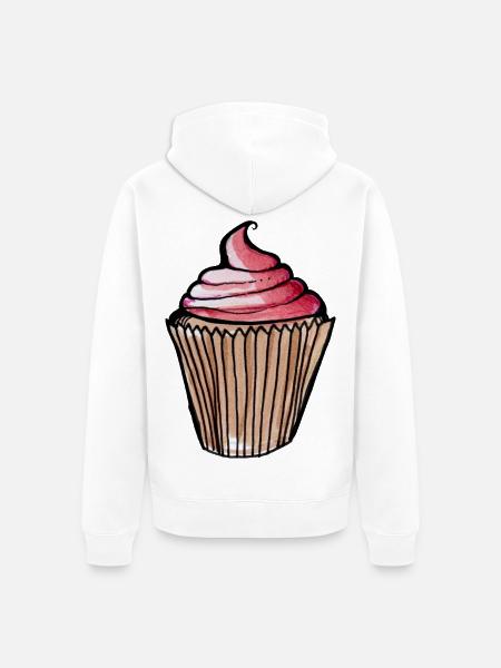 Aquarell Pink Cupcake - Unisex Premium Bio Zip Hoodie - Weiß
