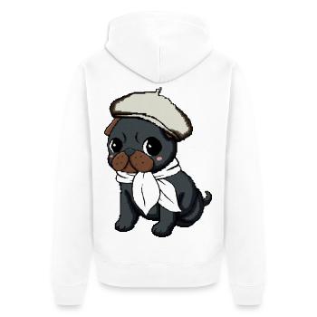 Black Pug Beret - Unisex Premium Bio Zip Hoodie - Weiß - Hinten - Thijin (182cm)