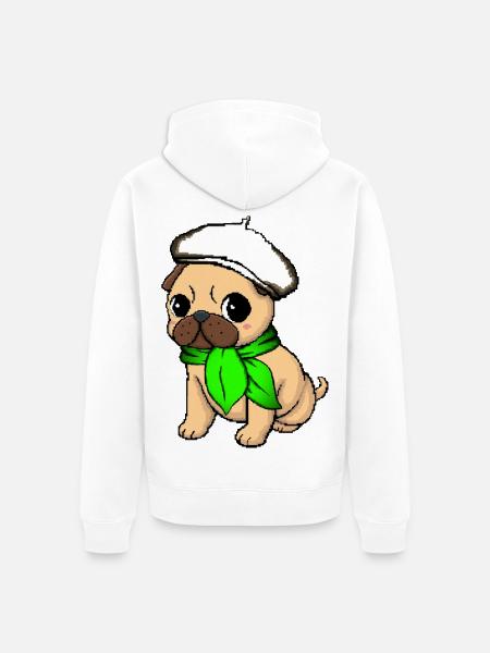 Beige Beret Mops - Unisex Premium Bio Zip Hoodie - Weiß