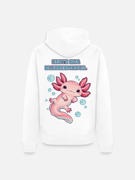 Axolotl im Blubbermodus - Unisex Premium Bio Zip Hoodie - Weiß