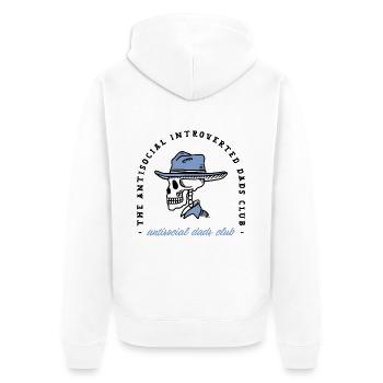 Antisocial dads introvert dad funny cowboy - Unisex Premium Organic Zip Hoodie - white - Back - Thijin (182cm)