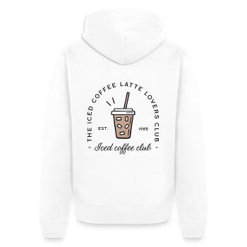 Café glacé iced latte aesthetic drôle - Veste à capuche bio Premium Unisexe - blanc - Dos - Thijin (182cm)