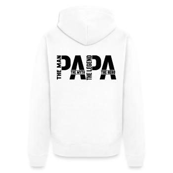 Papa The Man The Myth The Hero Vatertag Geschenk  - Unisex Premium Bio Zip Hoodie - Weiß - Hinten - Thijin (182cm)