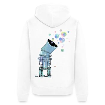 Télescope spatial avec des bulles de savon colorées - Veste à capuche bio Premium Unisexe - blanc - Dos - Thijin (182cm)