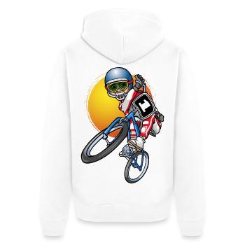 BMX Fahrer - Unisex Premium Bio Zip Hoodie - Weiß - Hinten - Thijin (182cm)