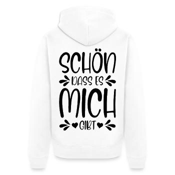 Schön dass es mich gibt - Unisex Premium Bio Zip Hoodie - Weiß - Hinten - Thijin (182cm)