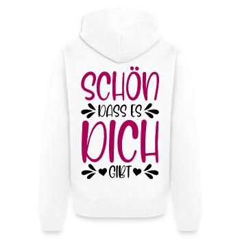 Schön dass es dich gibt - Unisex Premium Bio Zip Hoodie - Weiß - Hinten - Thijin (182cm)