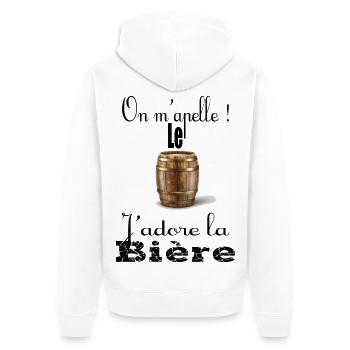 On m'appelle le fut j'adore la bière - Veste à capuche bio Premium Unisexe - blanc - Dos - Thijin (182cm)
