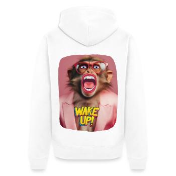 Wake up call - Unisex Premium Organic Zip Hoodie - white - Back - Thijin (182cm)