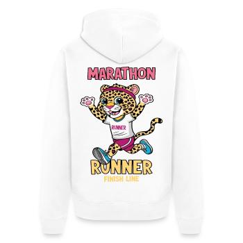 Leopard Marathon Runner - Unisex Premium Organic Zip Hoodie - white - Back - Thijin (182cm)