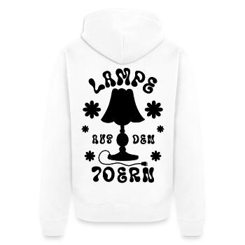 Lampe aus den 70ern - Unisex Premium Bio Zip Hoodie - Weiß - Hinten - Thijin (182cm)