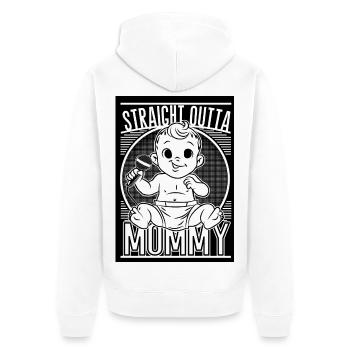 Straight Outta Mommy – Baby! - Unisex Premium Bio Zip Hoodie - Weiß - Hinten - Thijin (182cm)