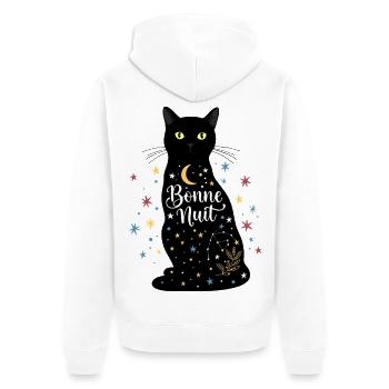 Cat Noir "Good Night": Magisches und sternenklares Design - Unisex Premium Bio Zip Hoodie - Weiß - Hinten - Thijin (182cm)