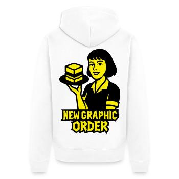 New Graphic Order #1 - Unisex Premium Bio Zip Hoodie - Weiß - Hinten - Thijin (182cm)