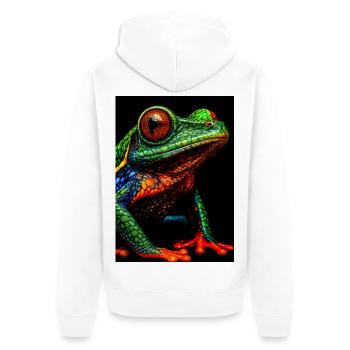 Vivid Rainbow Tree Frog Illustration - Unisex Premium Organic Zip Hoodie - white - Back - Thijin (182cm)