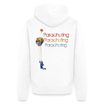 Parachuting - Unisex Premium Organic Zip Hoodie - white - Back - Thijin (182cm)