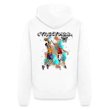 Basketball Action Illustration - Unisex Premium Bio Zip Hoodie - Weiß - Hinten - Thijin (182cm)
