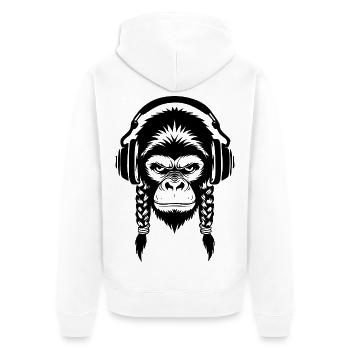 Beat Monkey Head Bass Drop Edition Chemise - Veste à capuche bio Premium Unisexe - blanc - Dos - Thijin (182cm)