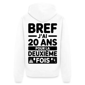 20 ans pour la deuxième fois - Veste à capuche bio Premium Unisexe - blanc - Dos - Thijin (182cm)