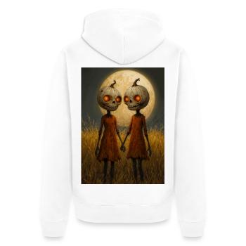 Kürbis-Zwillinge im Mondschein - Unisex Premium Bio Zip Hoodie - Weiß - Hinten - Thijin (182cm)