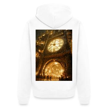 Arche dorée du portail de l’horloge - Veste à capuche bio Premium Unisexe - blanc - Dos - Thijin (182cm)
