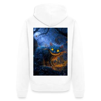 Chat bleu du Cheshire au clair de lune - Veste à capuche bio Premium Unisexe - blanc - Dos - Thijin (182cm)