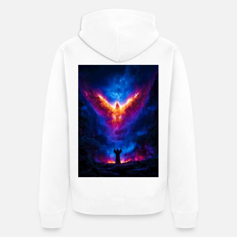 Phönix-Aufstieg über den feurigen Abgrund - Unisex Premium Bio Zip Hoodie - Weiß