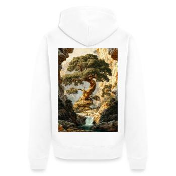 Ancient Tree in Canyon Falls - Unisex Premium Organic Zip Hoodie - white - Back - Thijin (182cm)