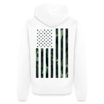 Drapeau des États-Unis Camo Camouflage Armée Militaire - Veste à capuche bio Premium Unisexe - blanc - Dos - Thijin (182cm)