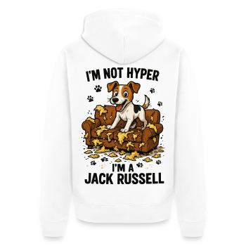 Jack Russell Terrier : Drôle d’Hyperactivité Drôle - Veste à capuche bio Premium Unisexe - blanc - Dos - Thijin (182cm)