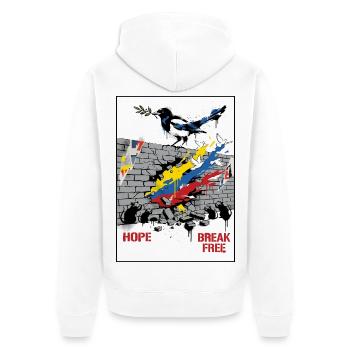 Hope Break Free Colombia Street Art - Unisex Premium Organic Zip Hoodie - white - Back - Thijin (182cm)