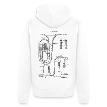 Concerto breveté pour tuba technique rétro vintage - Veste à capuche bio Premium Unisexe - blanc - Dos - Thijin (182cm)