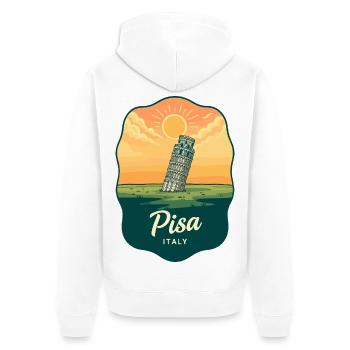 Insigne vintage Sunset de la Tour de Pise - Veste à capuche bio Premium Unisexe - blanc - Dos - Thijin (182cm)