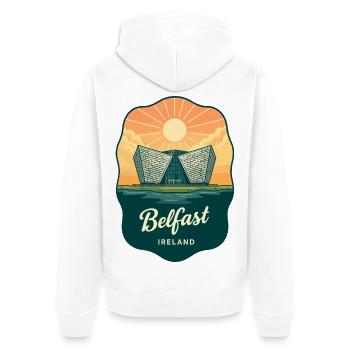 Belfast Titanic Vintage Travel Badge - Unisex Premium Organic Zip Hoodie - white - Back - Thijin (182cm)