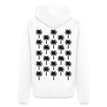 Palm Tree Pattern Black Palm Tree - Unisex Premium Organic Zip Hoodie - white - Back - Thijin (182cm)