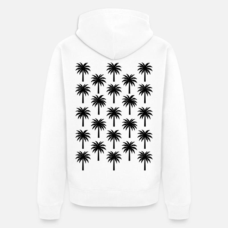 Palmen Muster schwarze Palme - Unisex Premium Bio Zip Hoodie - Weiß