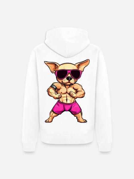 Fitness Chihuahua - Unisex Premium Organic Zip Hoodie - white