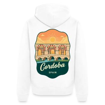 Cordoba Mezquita Vintage Sunset Reiseabzeichen - Unisex Premium Bio Zip Hoodie - Weiß - Hinten - Thijin (182cm)