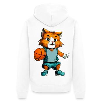 Basketball Cat - Unisex Premium Organic Zip Hoodie - white - Back - Thijin (182cm)
