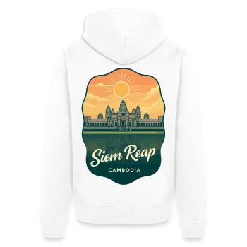 Siem Reap Angkor Wat Vintage Reiseabzeichen - Unisex Premium Bio Zip Hoodie - Weiß - Hinten - Thijin (182cm)