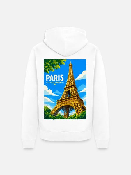 Paris Ville Lumière - Veste à capuche bio Premium Unisexe - blanc